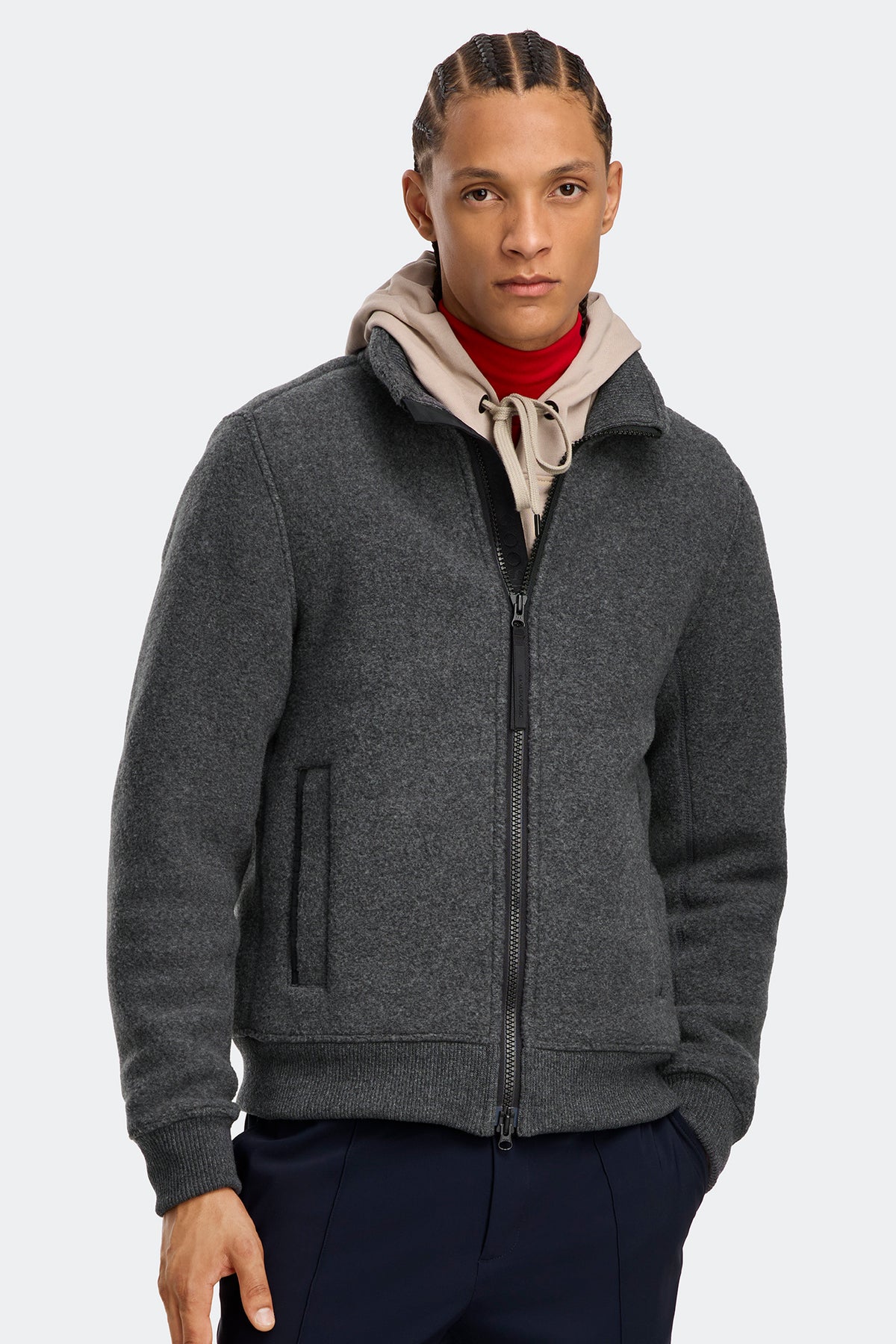 Lawson Fleece Jacket Black Disc - Quarry Grey 9211 - on_front_closed_01