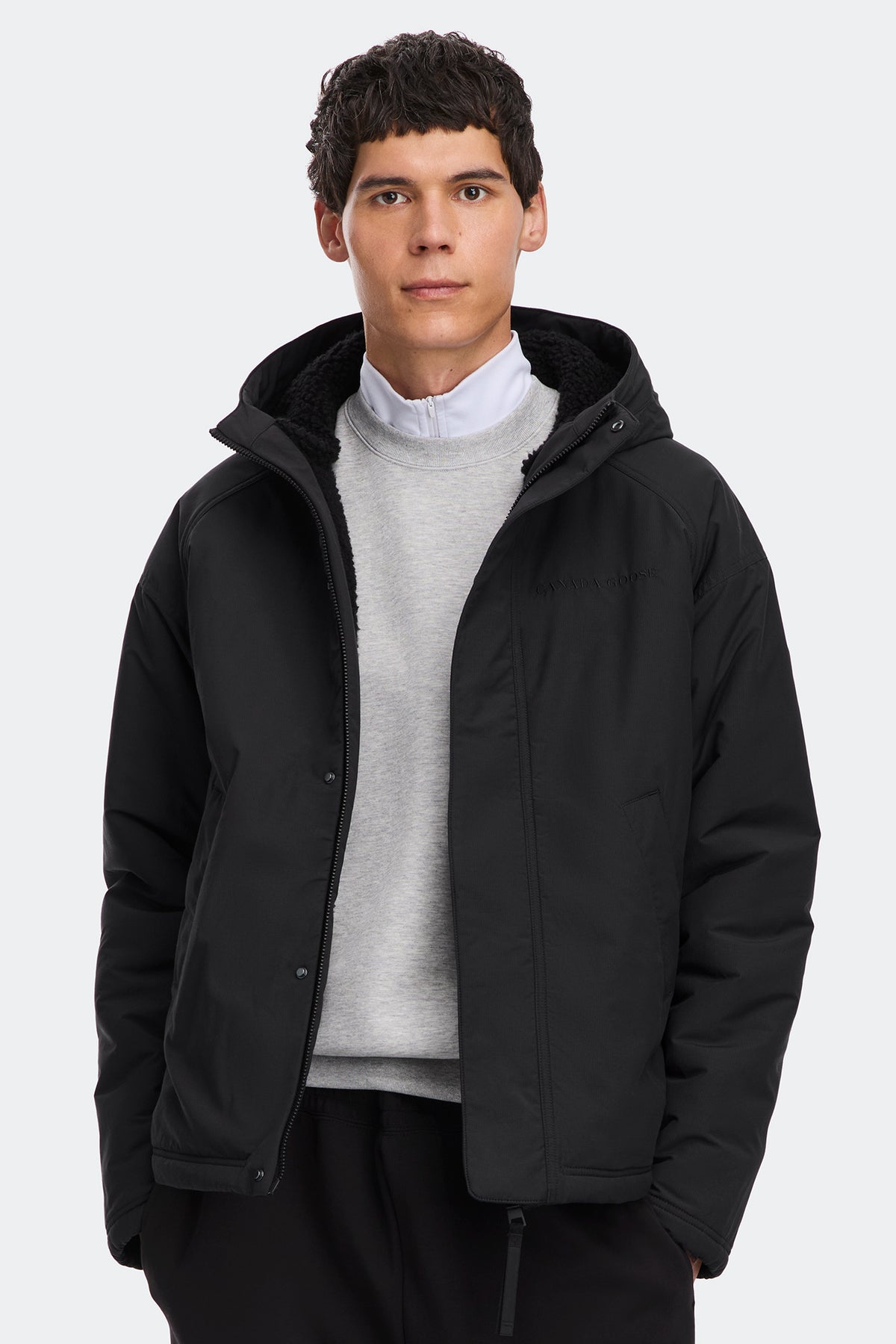 Alberni Reversible Fleece Bomber - Black/Black 9381 - on_front_open_01