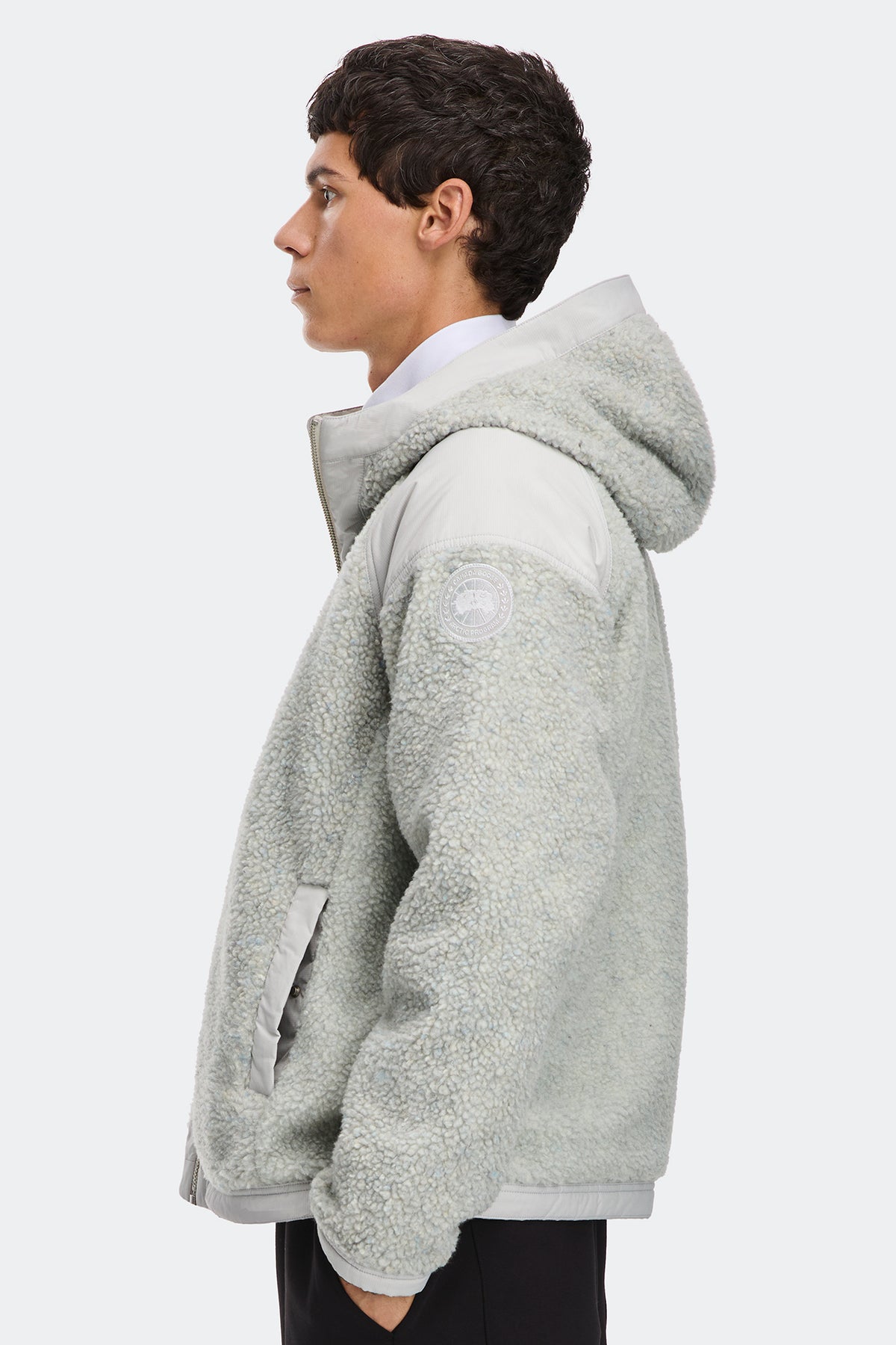 Alberni Reversible Fleece Bomber - Silverbirch Heather/ Silverbirch 9409 - on_side_01