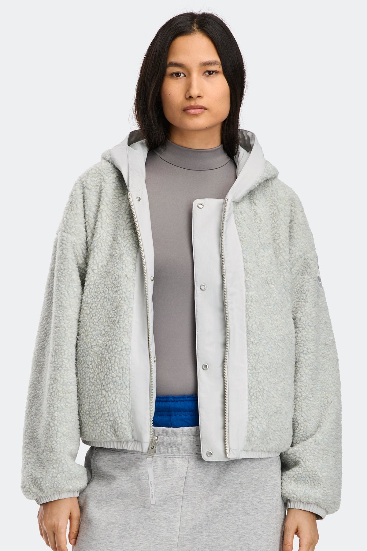 Alberni Reversible Fleece Bomber - Silverbirch Heather/ Silverbirch 9409 - on_front_01