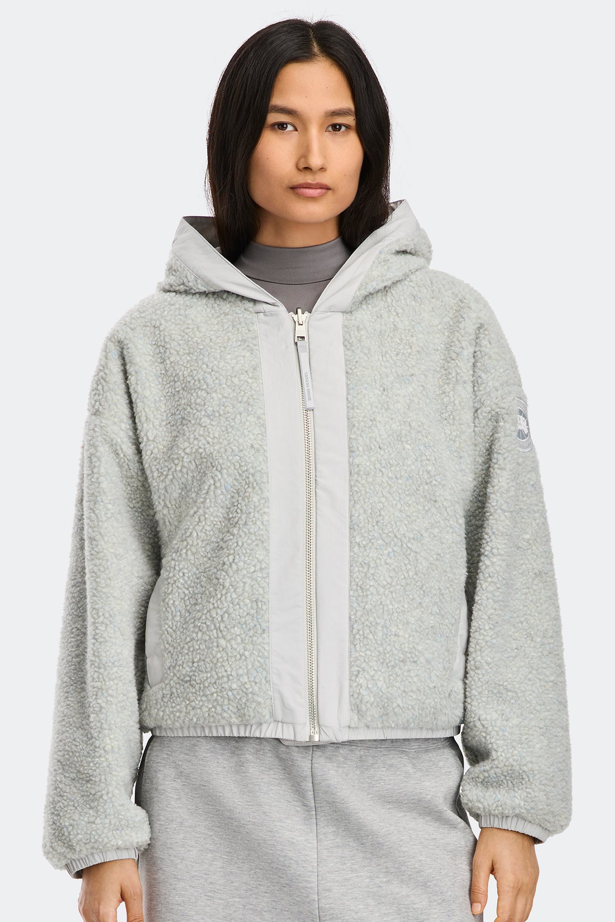 Alberni Reversible Fleece Bomber - Silverbirch Heather/ Silverbirch 9409 - on_front_closed_01