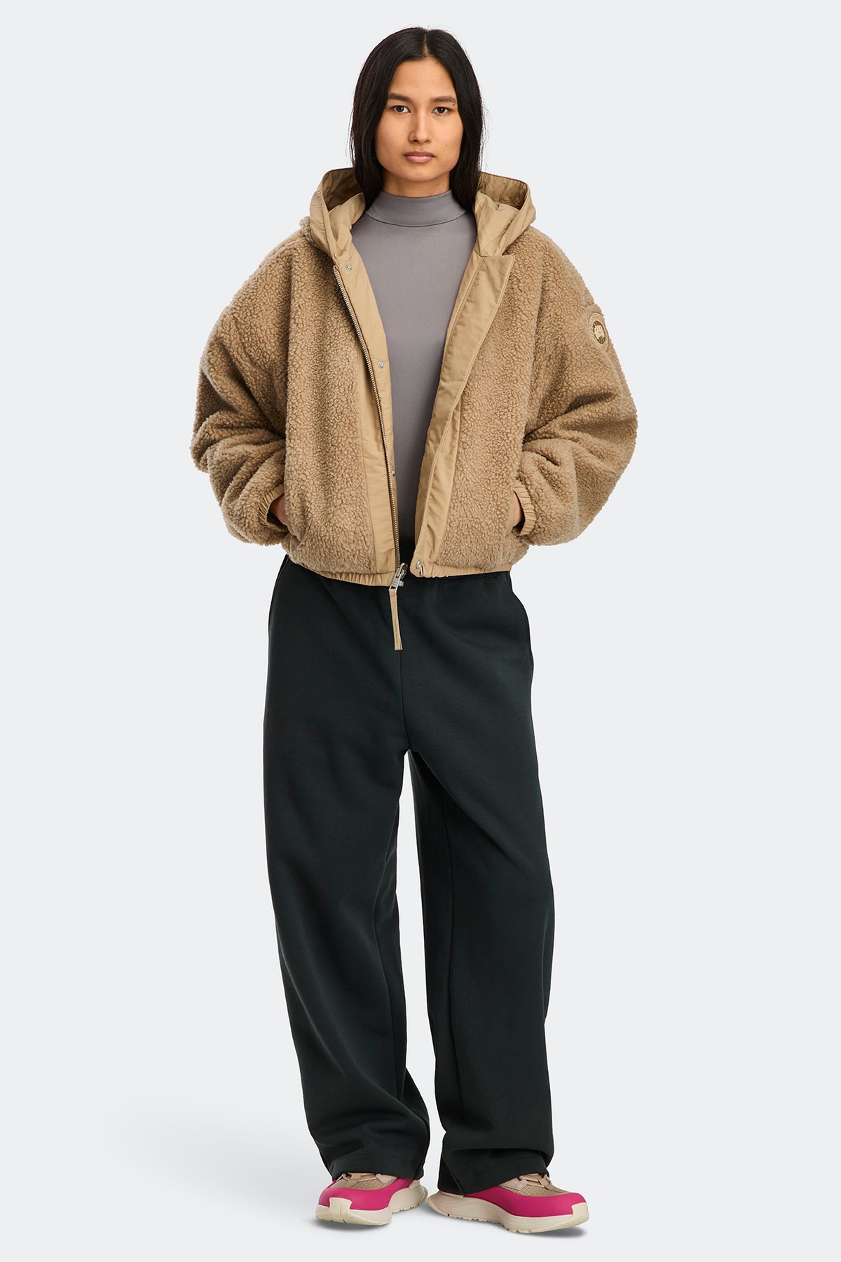 Alberni Reversible Fleece Bomber - Desert Sand/ Desert Sand 9410 - on_full_body_01