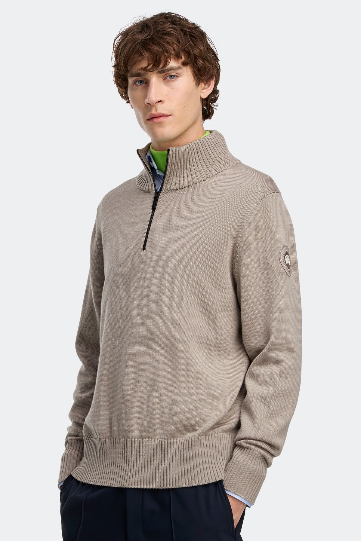 Rosseau Quarter Zip Sweater - Limestone 432 - on_side_01