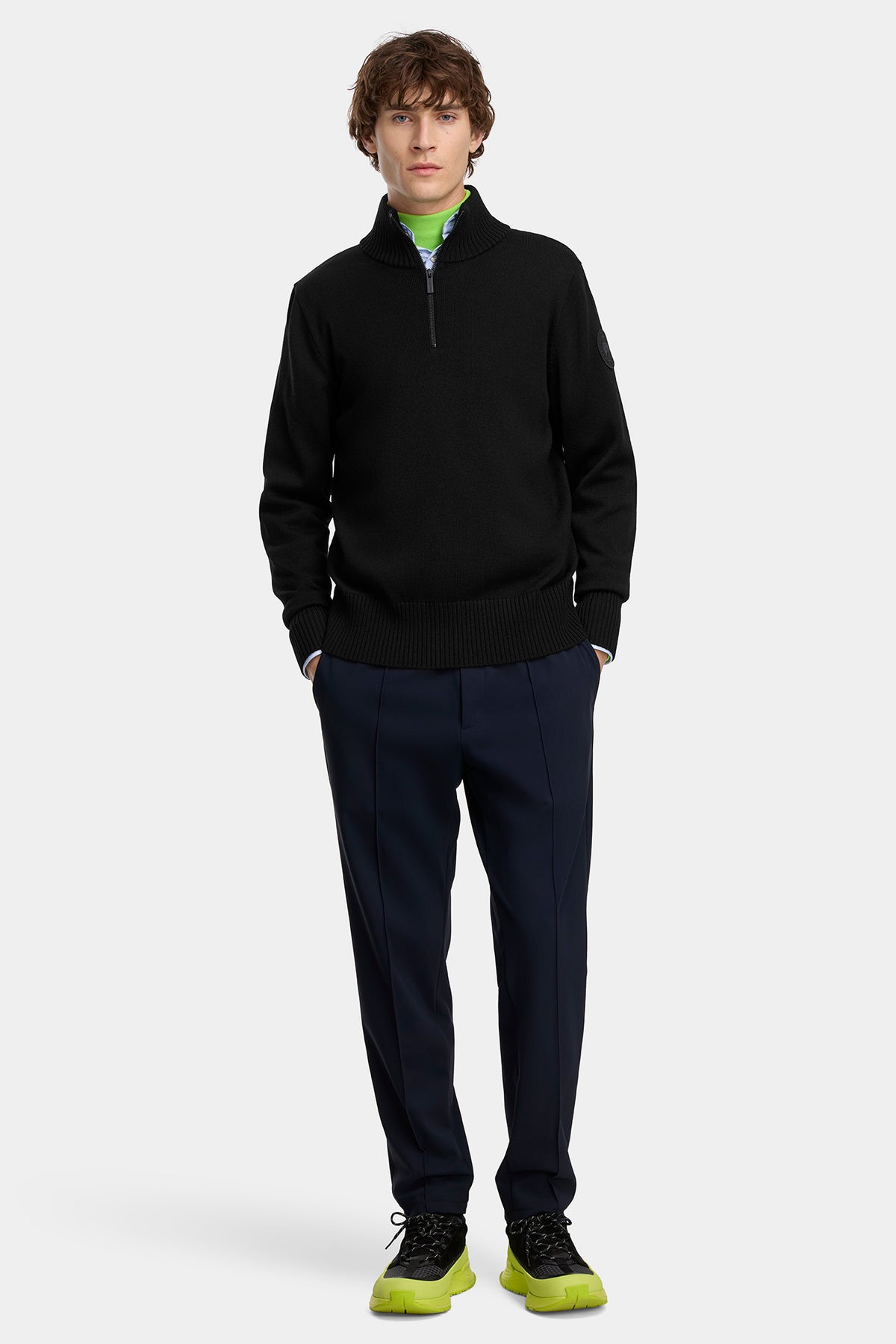 Rosseau Quarter Zip Sweater - Black 9061 - on_full_body_01