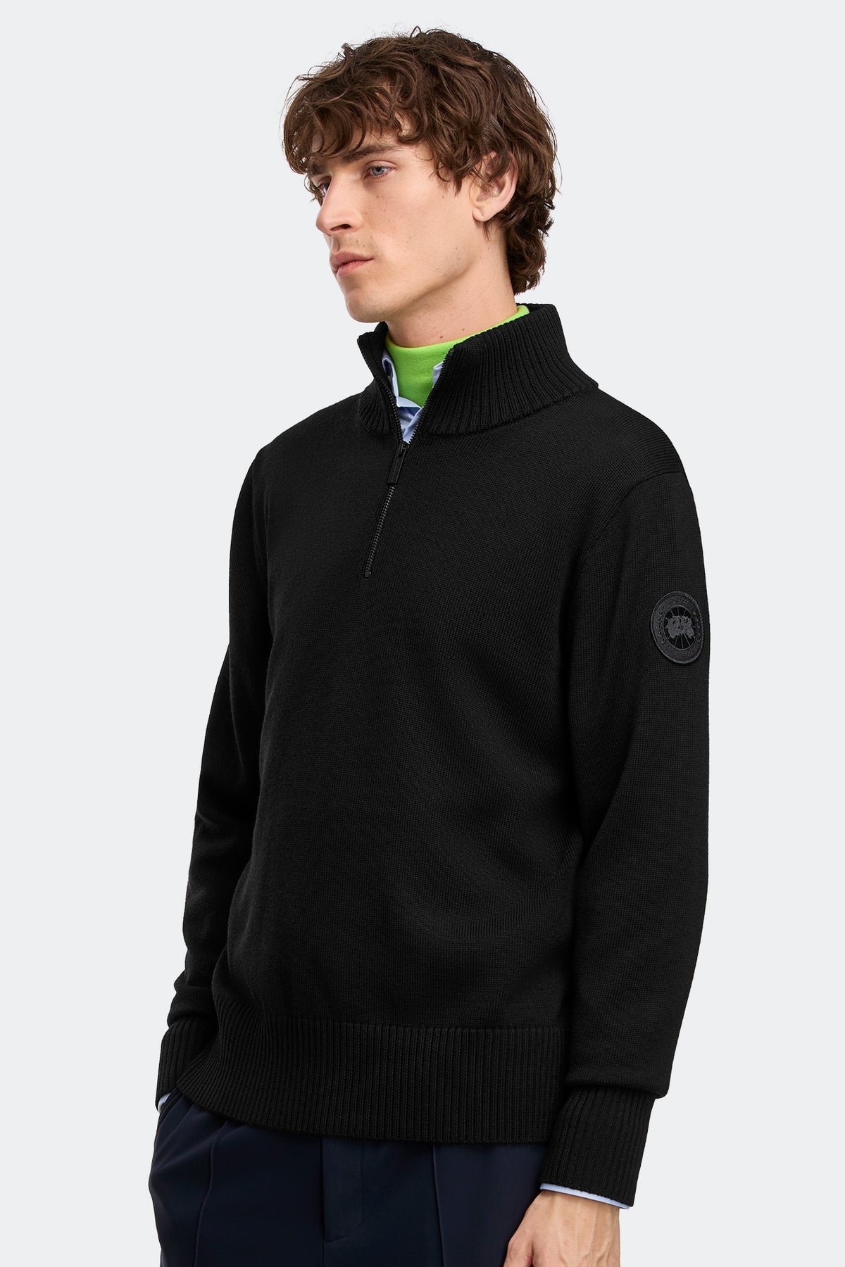 Rosseau Quarter Zip Sweater - Black 9061 - on_side_01