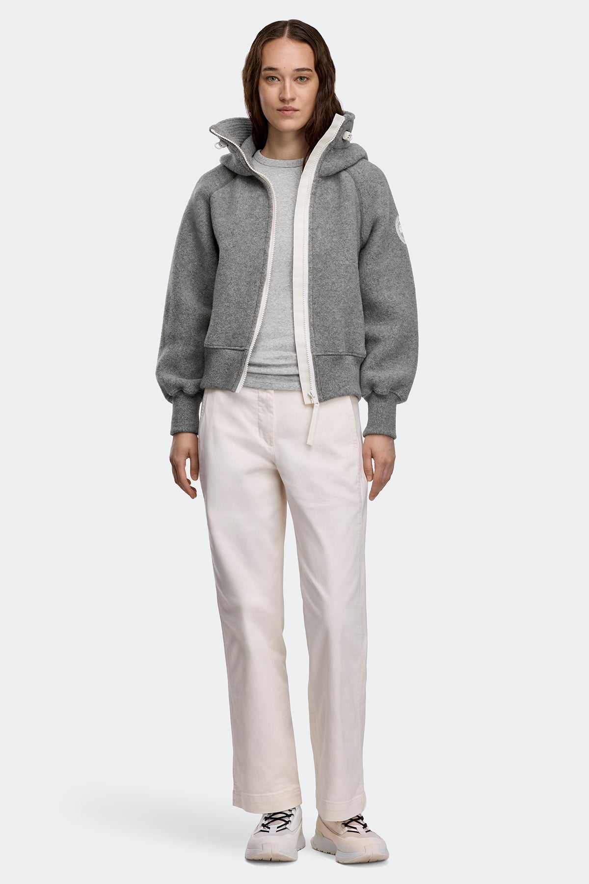 Chilliwack Fleece Bomber White Disc - Greige 9099 - on_full_body_01