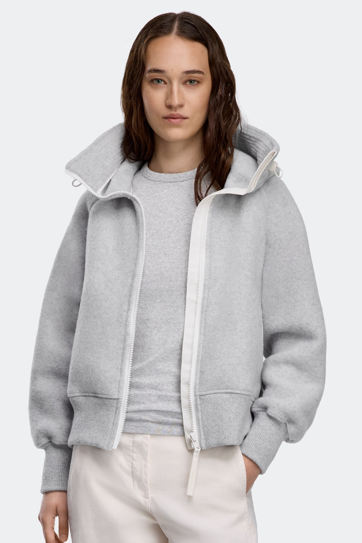 Chilliwack Fleece Bomber White Disc - Silverbirch Heather 9309 - on_front_01