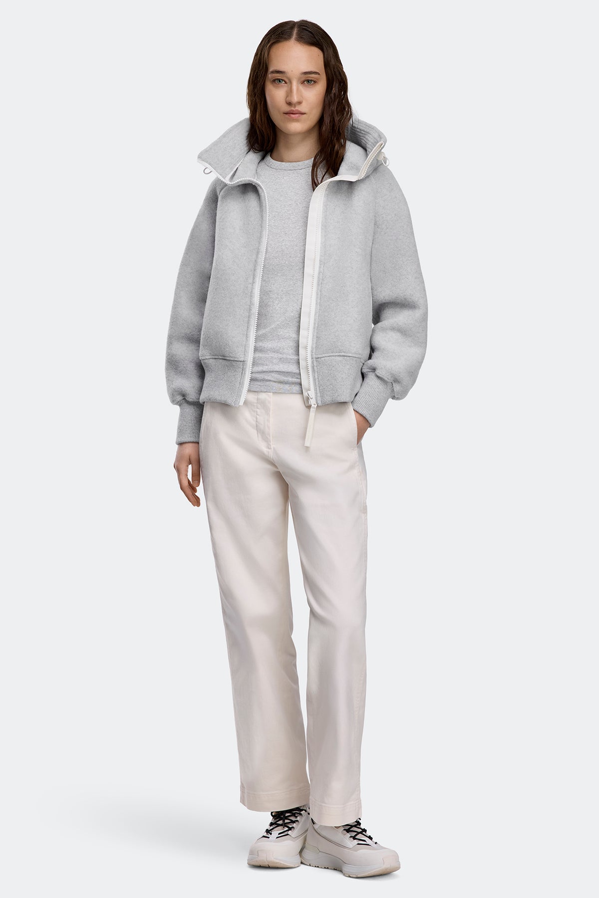 Chilliwack Fleece Bomber White Disc - Silverbirch Heather 9309 - on_full_body_01