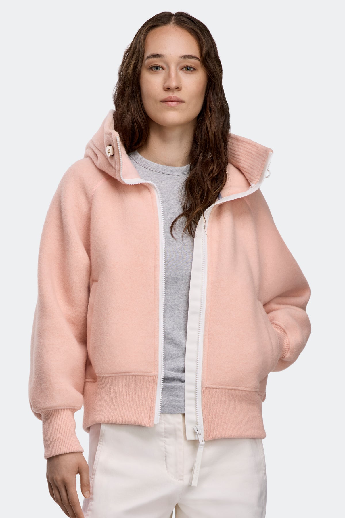 Chilliwack Fleece Bomber White Disc - Vintage Rose 9392 - on_front_01