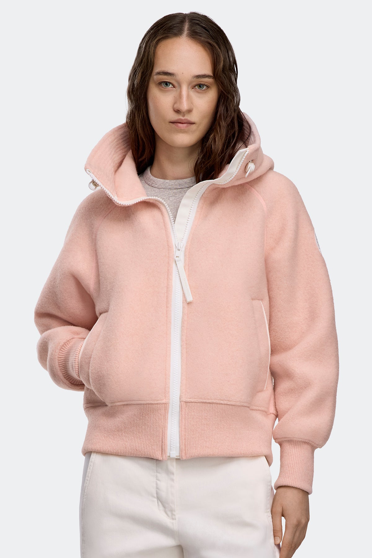 Chilliwack Fleece Bomber White Disc - Vintage Rose 9392 - on_front_closed_01