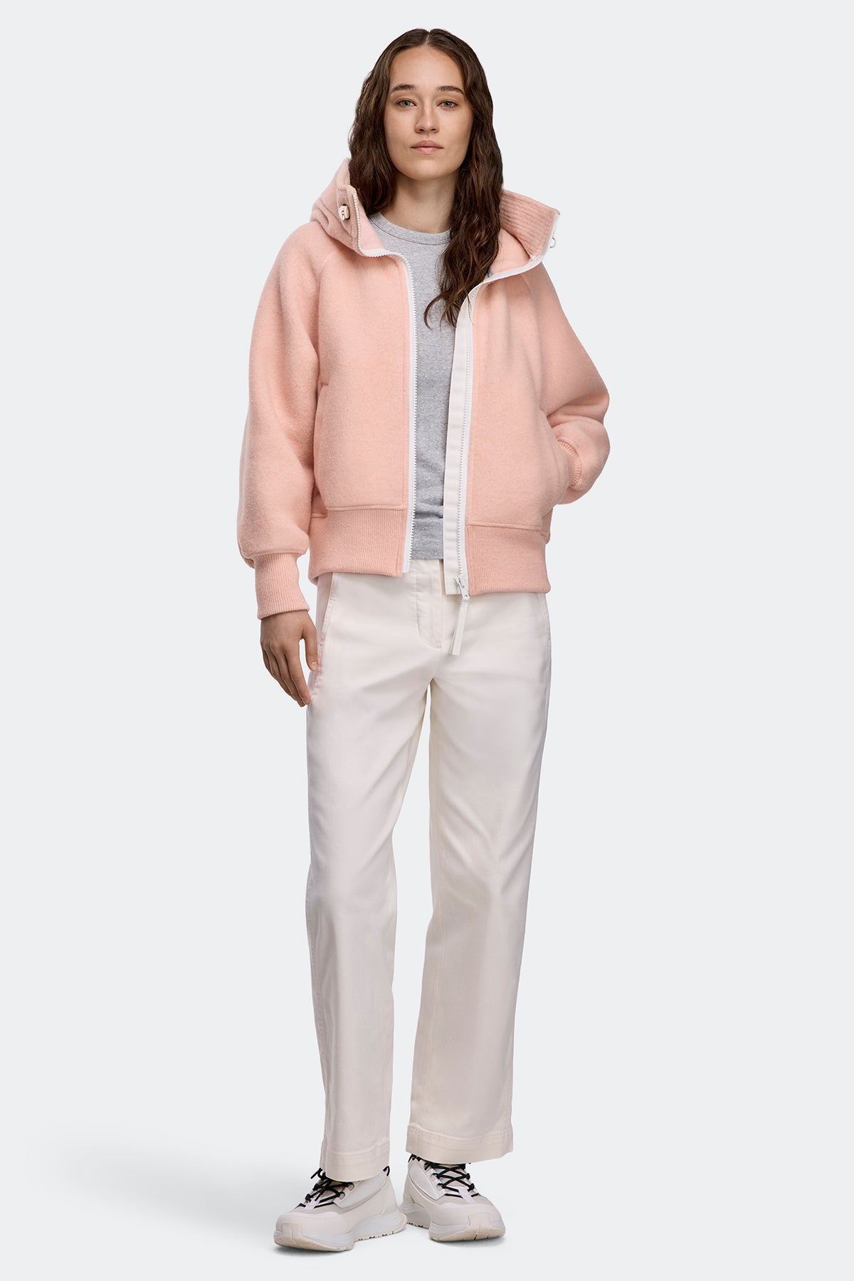 Chilliwack Fleece Bomber White Disc - Vintage Rose 9392 - on_full_body_01