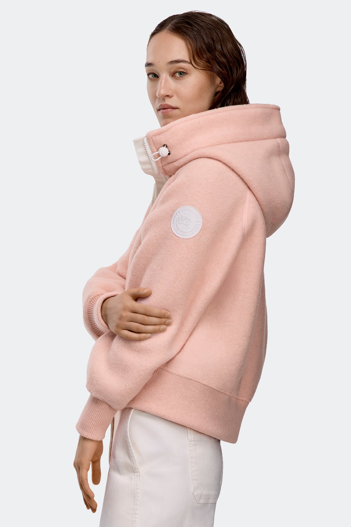 Chilliwack Fleece Bomber White Disc - Vintage Rose 9392 - on_side_01
