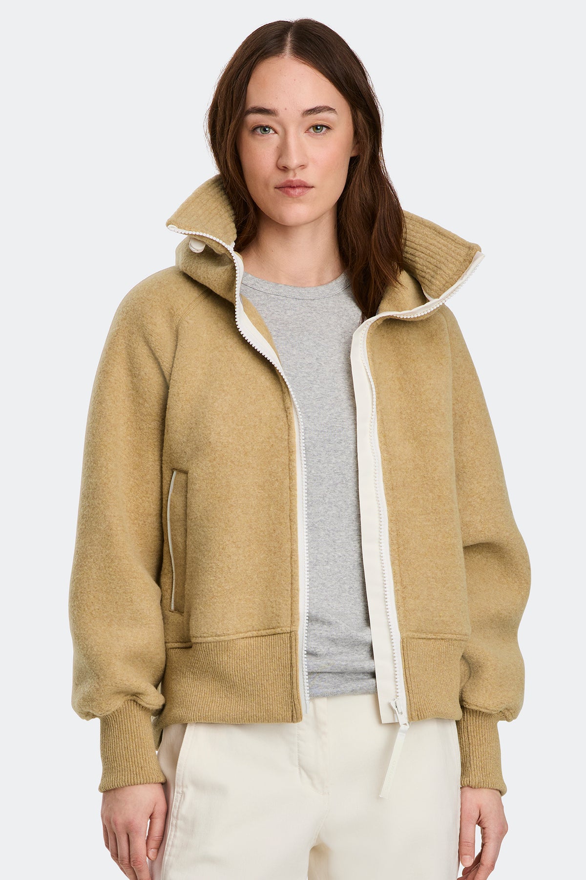 Chilliwack Fleece Bomber White Disc - Ecru Beige 9844 - on_front_01