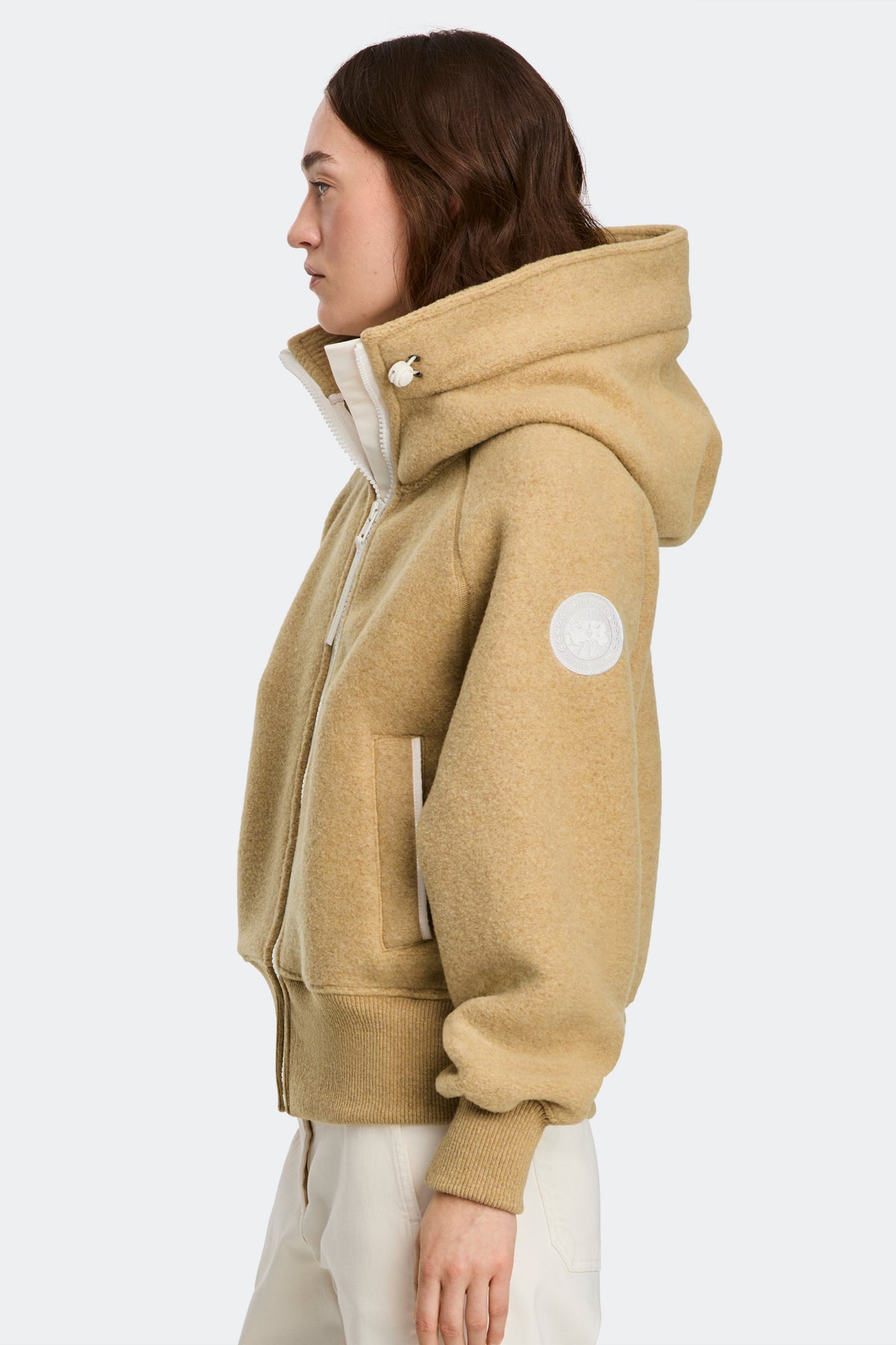 Chilliwack Fleece Bomber White Disc - Ecru Beige 9844 - on_side_01