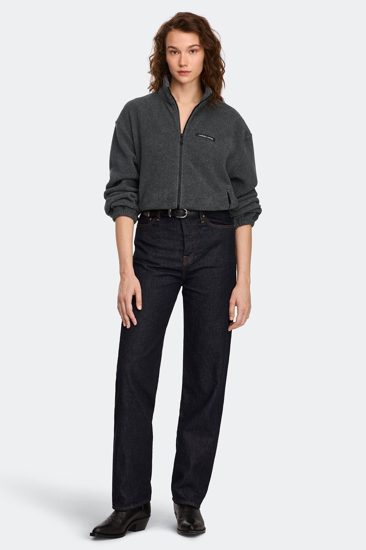 Tayen Fleece Jacket - Dark Quarry Grey 9625 - on_full_body_01