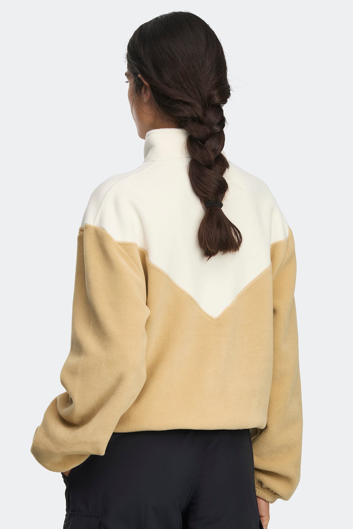 Tayen Colour Block Fleece Quarter Zip - Bone/Timber Sand 9652 - on_back_01