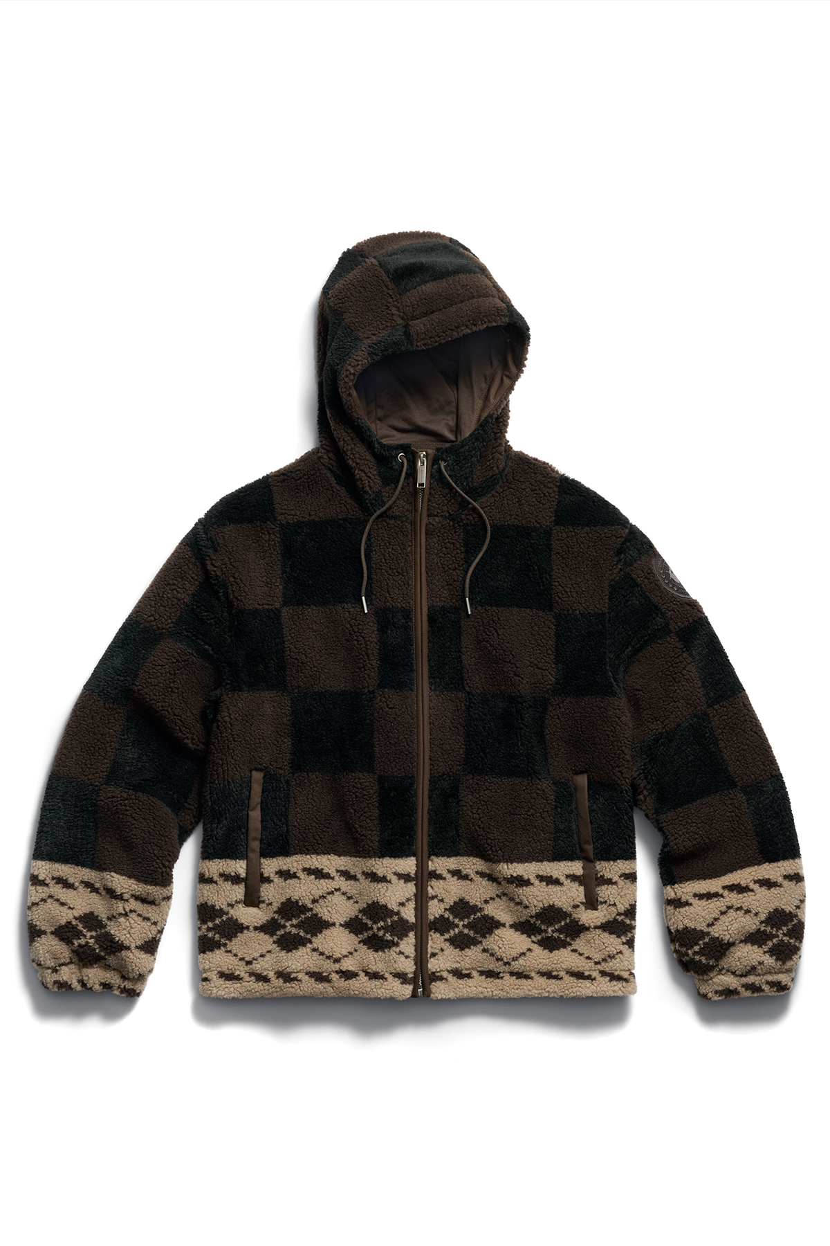 Harrier Argyle Fleece Hoodie - Terra Argyle Check 9589 - off_flat_lay_01
