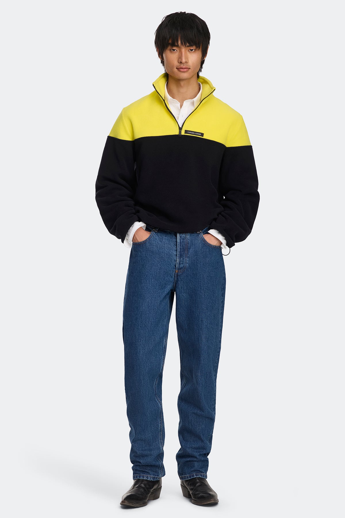 Loma Colour Block Fleece Half Zip - Solar Aria/Black 9655 - on_full_body_01