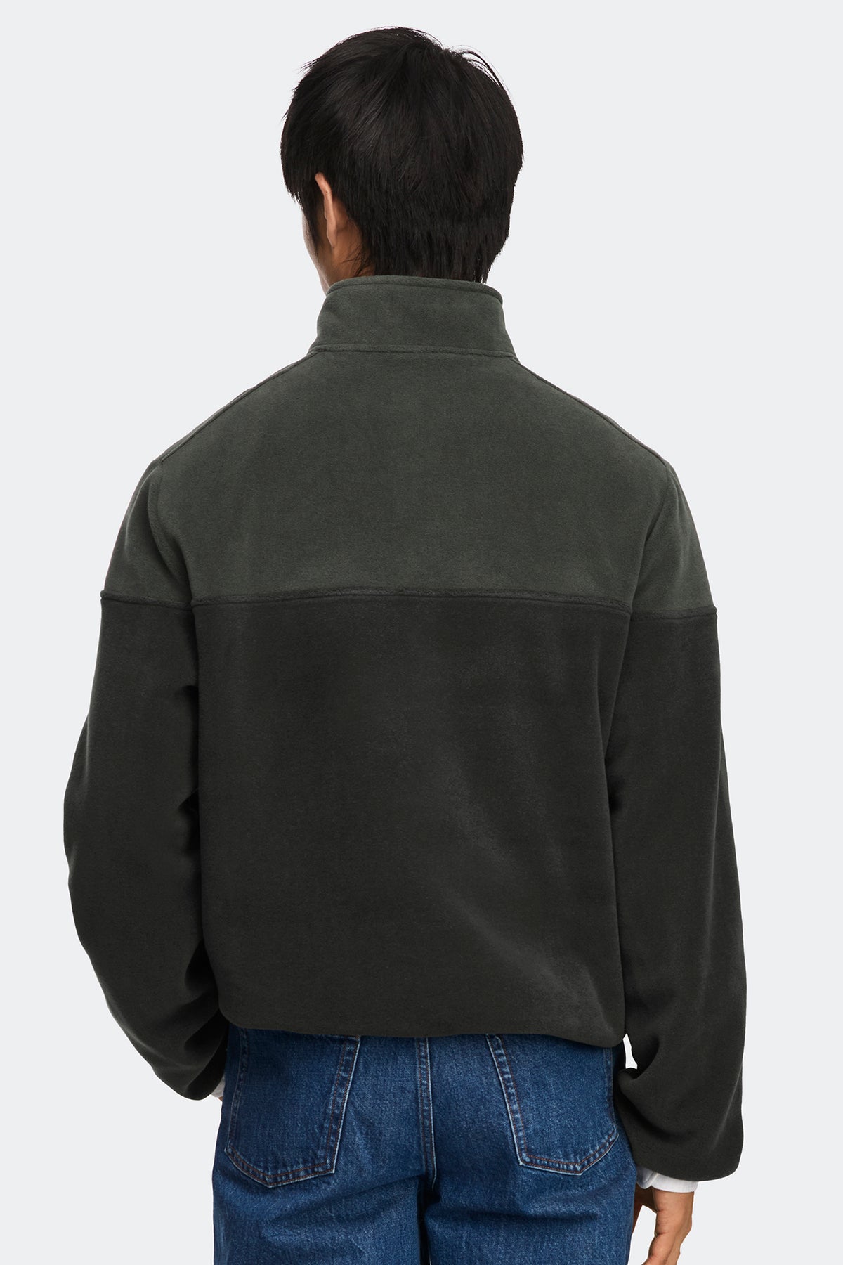 Loma Colour Block Fleece Half Zip - Moss Khaki/Nori Green 9656 - on_back_01