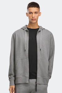 Huron Full Zip Hoodie Black Disc - Stone Heather 717 - on_front_01