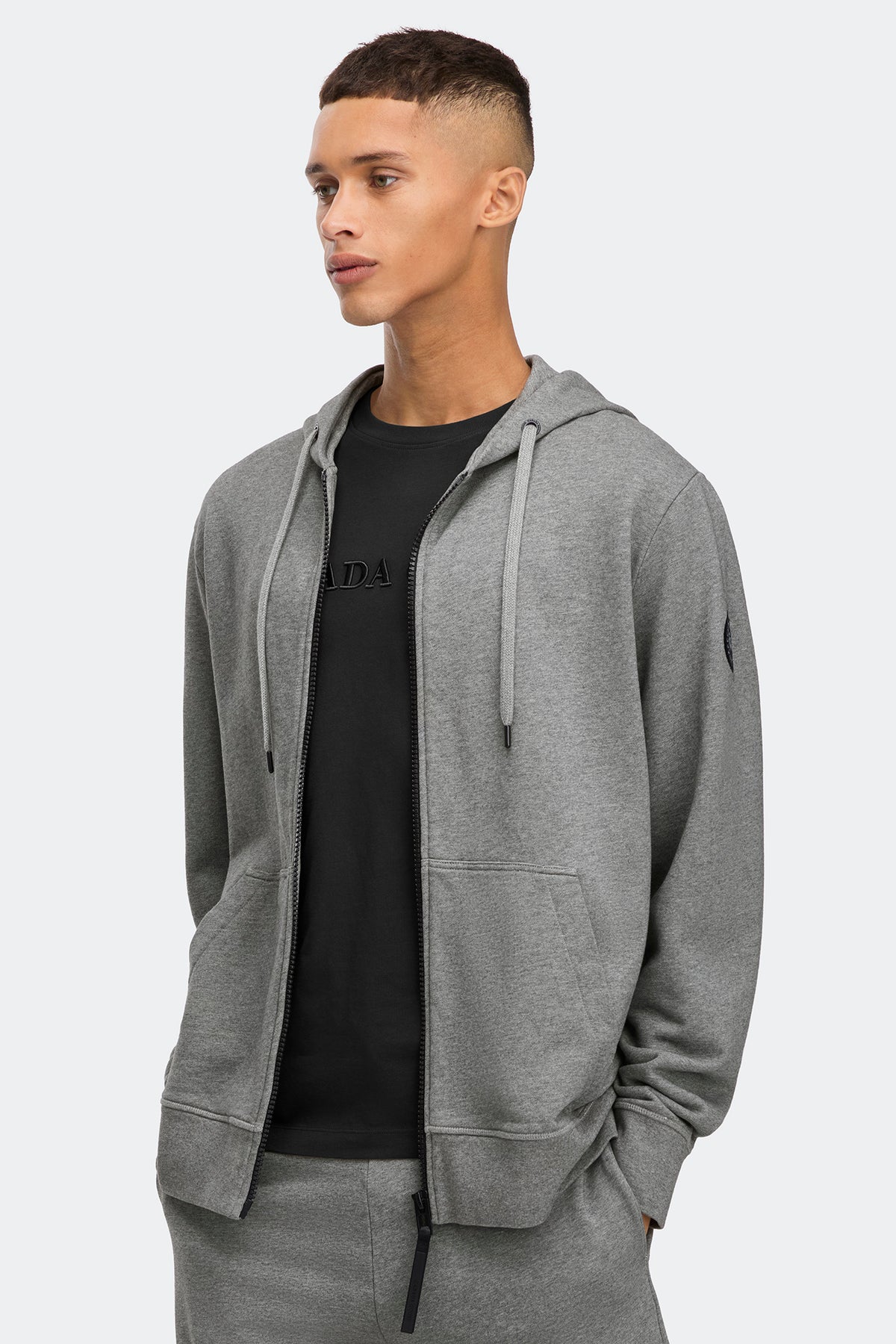 Huron Full Zip Hoodie Black Disc - Stone Heather 717 - on_side_01