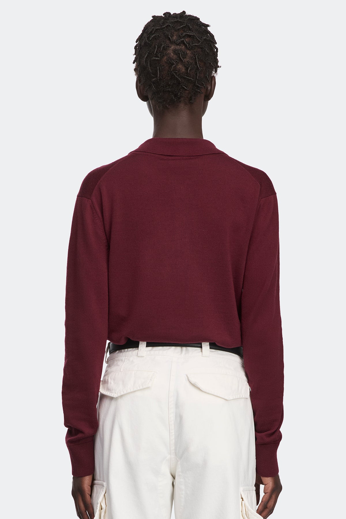 Melrose Knit Long Sleeve Polo - Burnt Vermillion 9601 - on_back_01