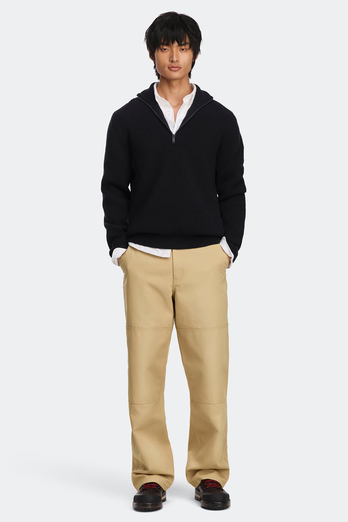 Mckinney Knit Quarter Zip - Black 9061 - on_full_body_01