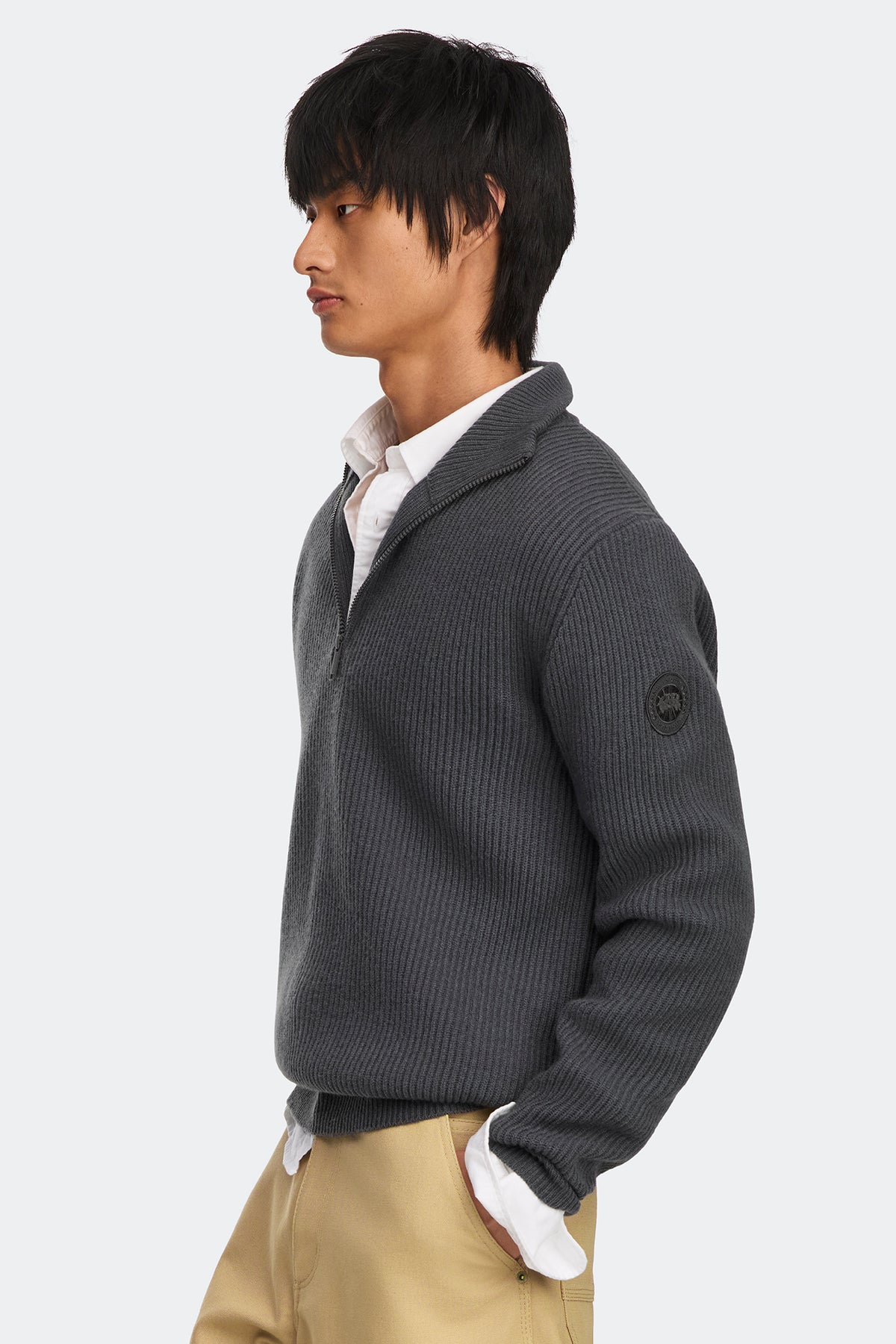 Mckinney Knit Quarter Zip - Anchor Grey 9837 - on_side_01