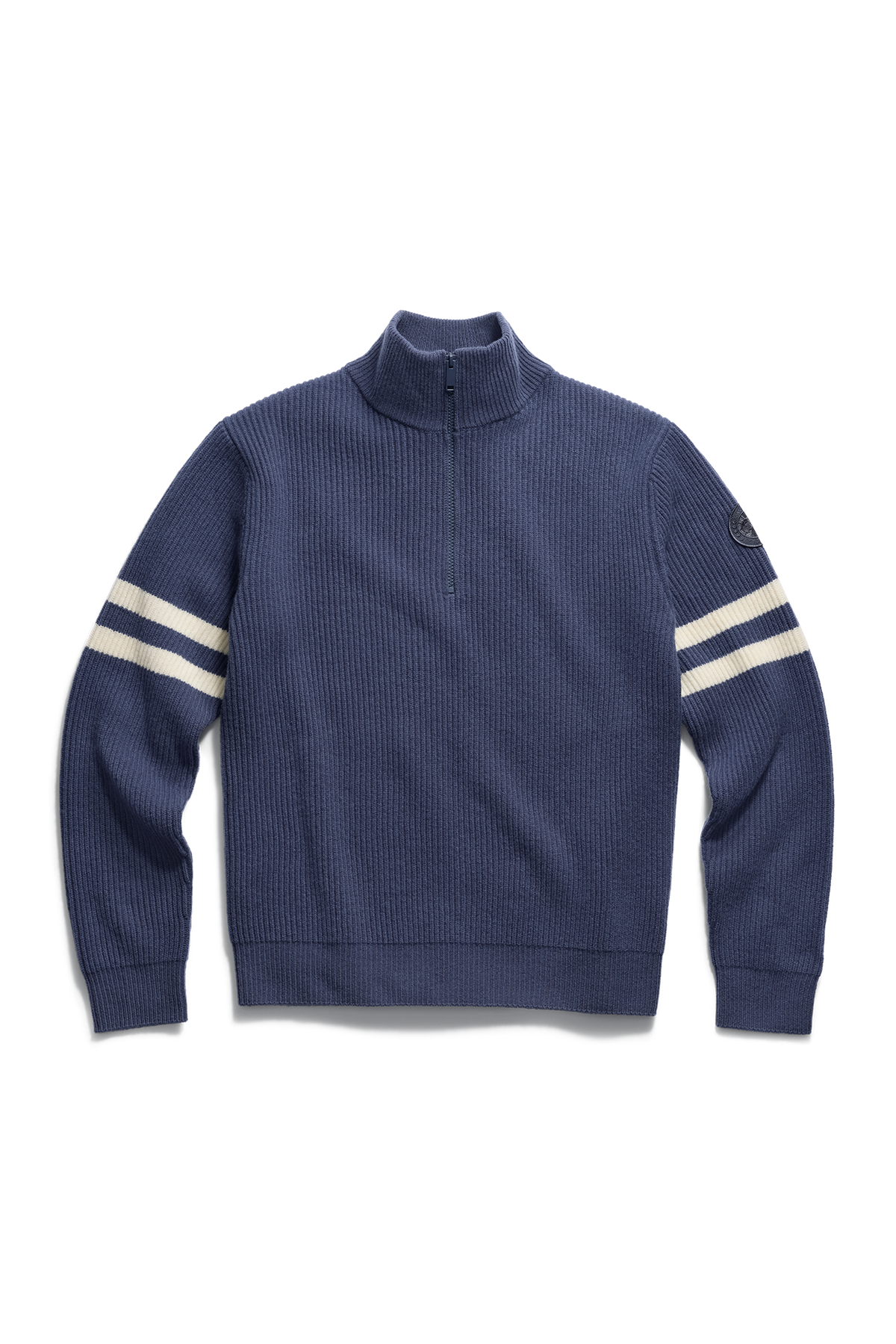 Mckinney Striped Knit Quarter Zip - Dusk Blue/Bone 9645 - off_flat_lay_01