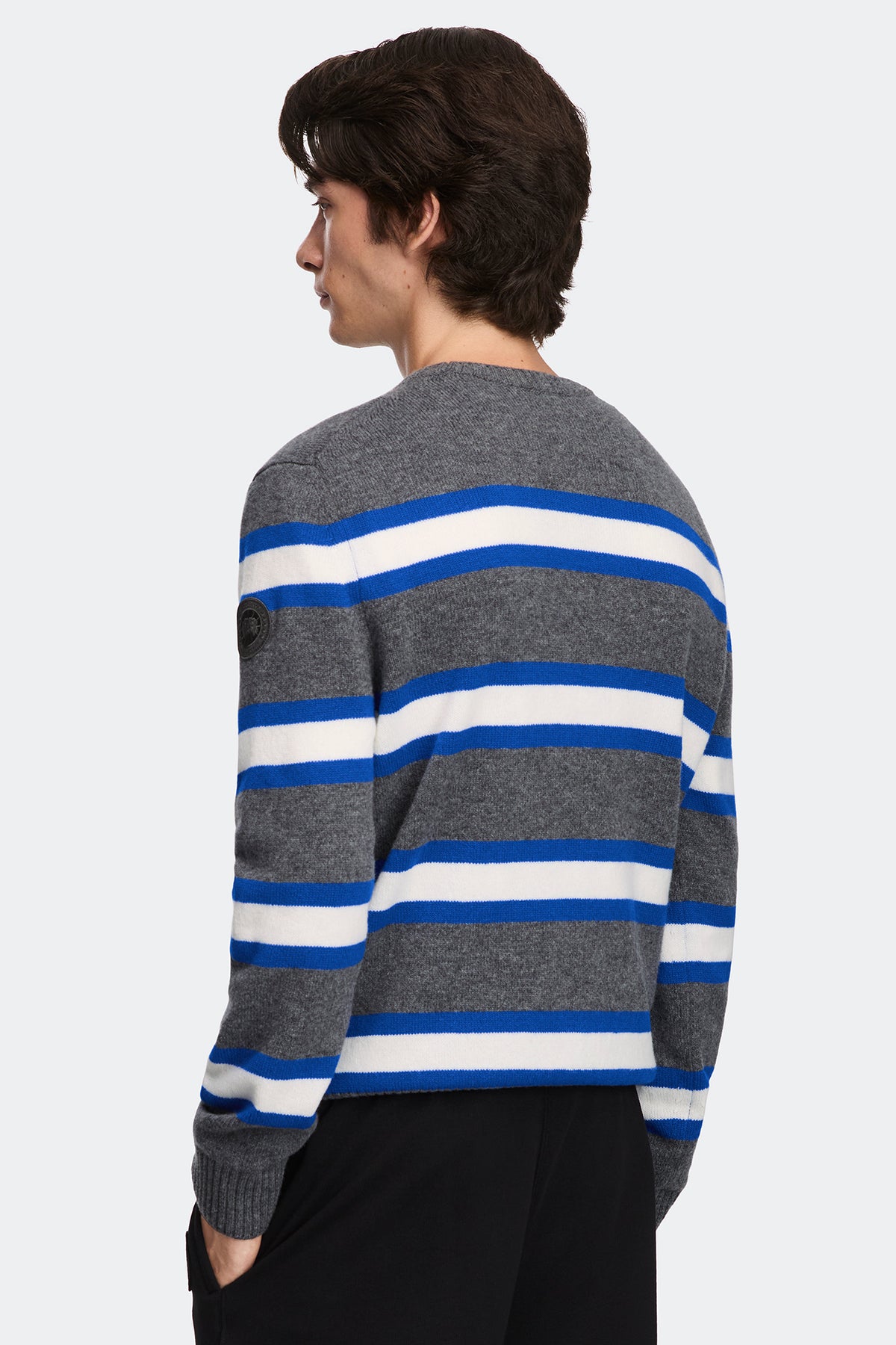 Matawin Stripe Knit Crew - Stone/Marine Cobalt 9683 - on_back_01