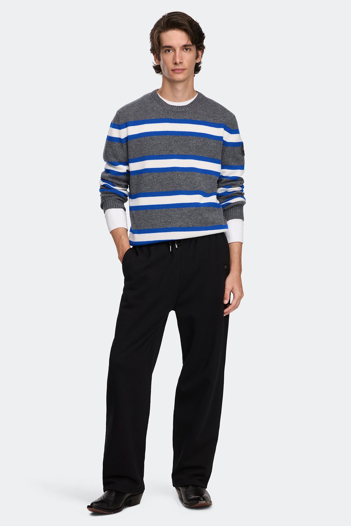 Matawin Stripe Knit Crew - Stone/Marine Cobalt 9683 - on_full_body_01