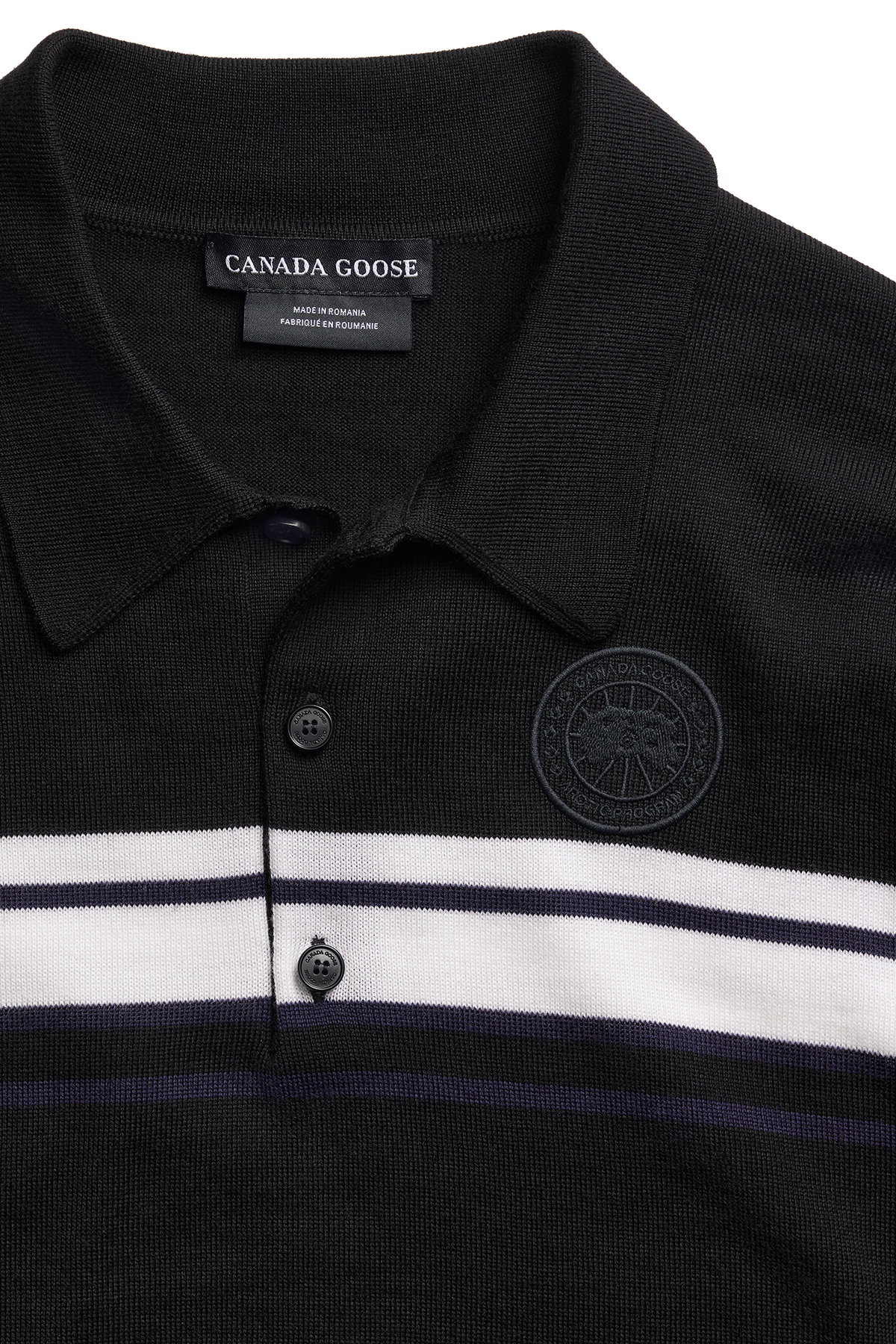 Petitot Striped Knit Long Sleeve Polo - Black/Nocturne 9680 - off_detail_01