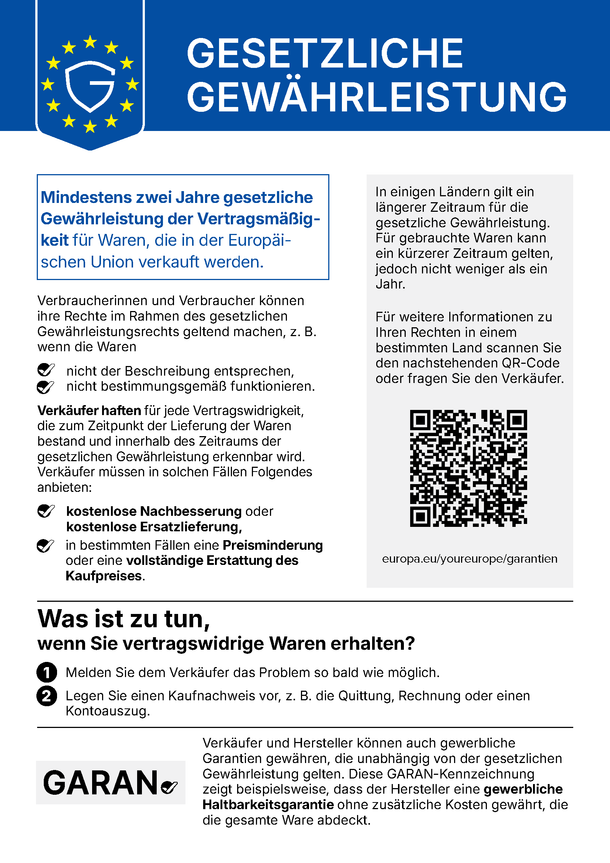 Gesetzlichen Anspruch auf Gewährleistung