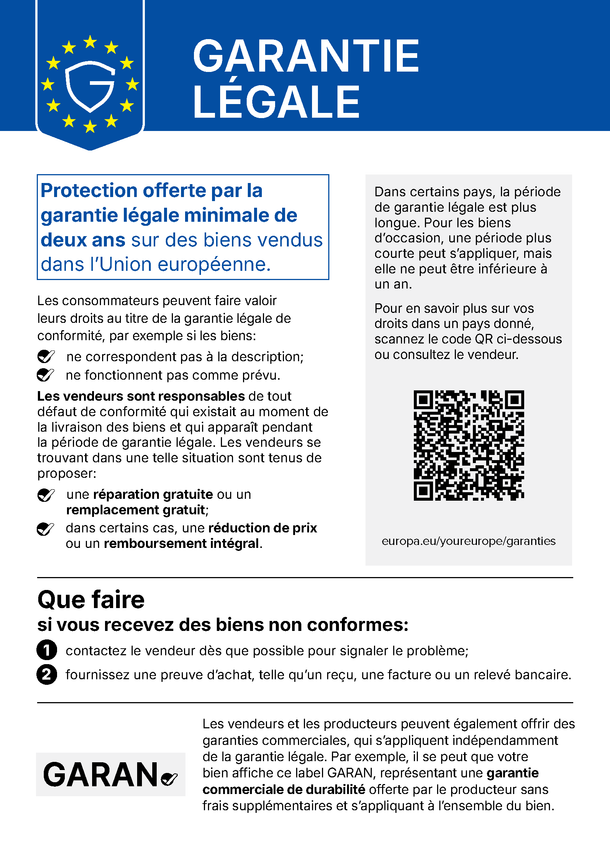 Droits en matière de garantie légale